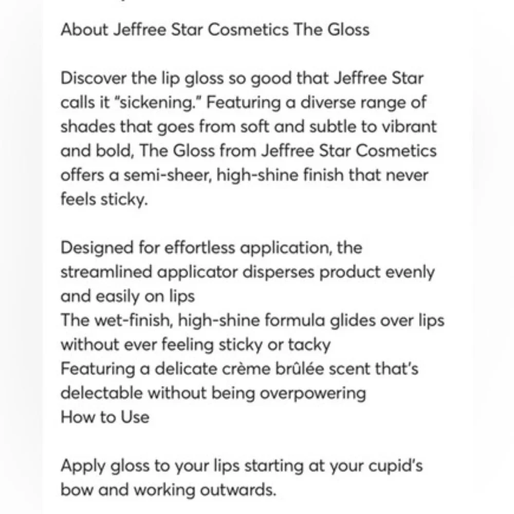 Jeffree Star The Gloss Lip Gloss in the color Table Top NIB